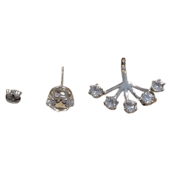 Sterling Silver White CZ 3 Piece Dangle Earrings NWT - Picture 4 of 6